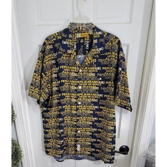 Pepe Jeans London Men's Button Up Shirt All Over Print Short Sleeves Size XL - Picture 6 of 15